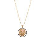 Zodiac Diamond Necklace Leo with Black Diamond and Red Stone