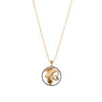 Zodiac Diamond Necklace Pisces with Sapphire Black Diamond and Precious Stone