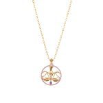 Zodiac Diamond Necklace Libra with Pink Sapphire and Precious Stone