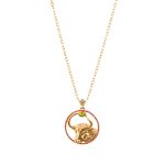 Zodiac Diamond Necklace Taurus with Orange Sapphire and Precious Stone