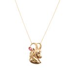 Zodiac Diamond Necklace Capricorn with Precious Stone