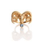 Zodiac Diamond Ring Aries with Precious Stone