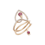 Light Diamond Ring Heart with Ruby