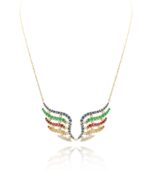 Fairy Taile Diamond Necklace Wings with Precious Colors