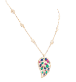 Leaves Gold Necklace with Colored Stones