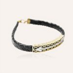 Men Arrow Gold Bracelet with Leather