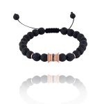 Men Black Diamond Bracelet with Precious Beads