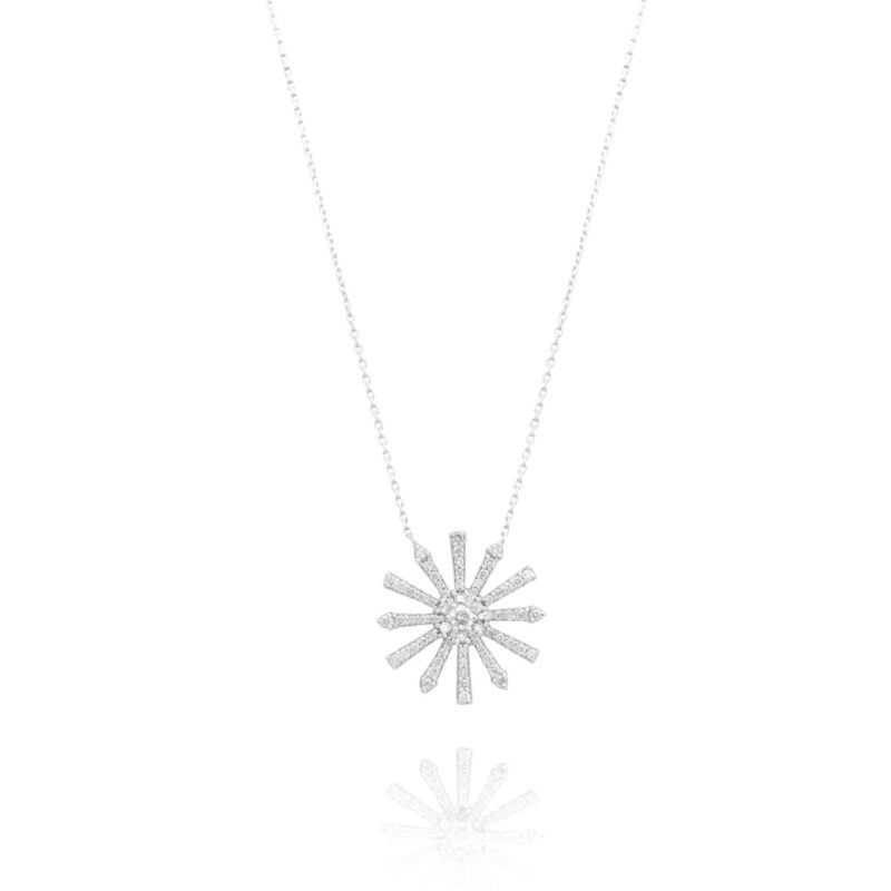 Snowflake Diamond Necklace with Princess Diamond in 18kt white gold – a luxury New Year gift
