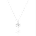 Snowflake Diamond Necklace in 18kt white gold with brilliant-cut diamond – festive holiday jewelry