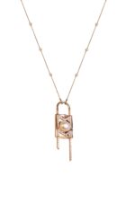 Oummi Diamond Lock Necklace with Pearls