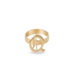 Initials Gold Ring Letter Q