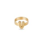 Initials Gold Ring Letter V