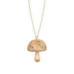 Wild Mushroom Diamond Necklace with Emerald and Yellow Sapphire