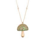 Wild Mushroom Diamond Necklace with Pink Sapphire and Precious Stones