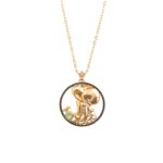 Zodiac Diamond Necklace Aquarius with Black Diamond and Precious Stone