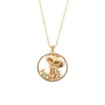 Zodiac Diamond Necklace Aquarius with Brown Diamond and Precious Stones