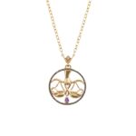 Zodiac Diamond Necklace Libra with Fancy Diamond and Precious Stone