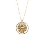 Zodiac Diamond Necklace Leo with Brown Diamond and Peridot Stone