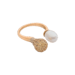 Light Diamond Ring with  Yellow Sapphire and Pearl