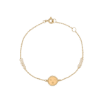 Zodiac Gold Bracelet Sun Face with Pearls