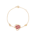 Leaves Gold Bracelet Heart with Colored Stones