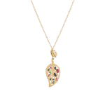 Leaves Gold Necklace with Colored Stones