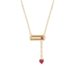 Love Lock Gold Necklace with Colored Stones