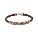 Men Gold Bracelet with Leather