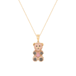 Teddy Bear Diamond Necklace with Pink Sapphire