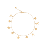 Daily Dazzle Summer Seashell and Starfish Gold Anklet