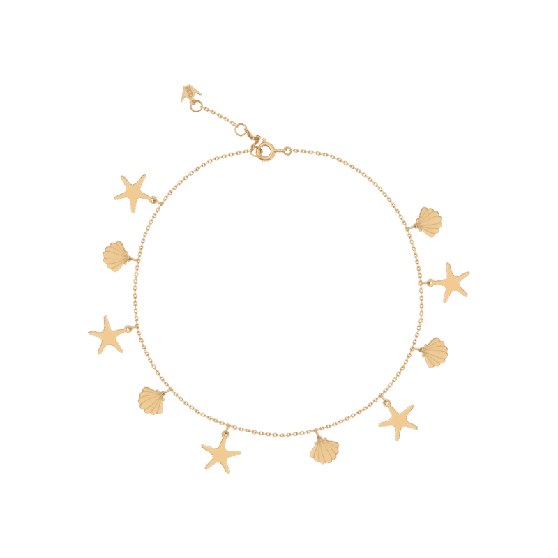 Daily Dazzle Summer Seashell and Starfish Gold Anklet