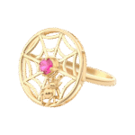Spider Web Gold Ring with Colored Stone