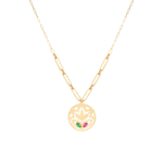 Lotus Gold Necklace with colored stones
