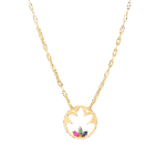 Lotus Gold Necklace with colored stones