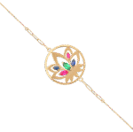 Lotus Gold Bracelet with Colored Stones