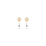 Lotus Gold Earrings with Colored Stones