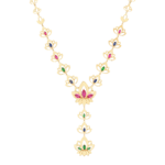 Lotus Gold Necklace with colored stones