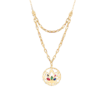 Lotus Gold Necklace with colored stones
