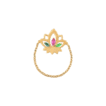 Lotus Gold Ring with colored stones