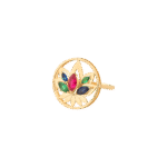 Lotus Gold Ring with colored stones