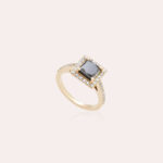 Classic Diamond Ring with Center Black Diamond - Image 3