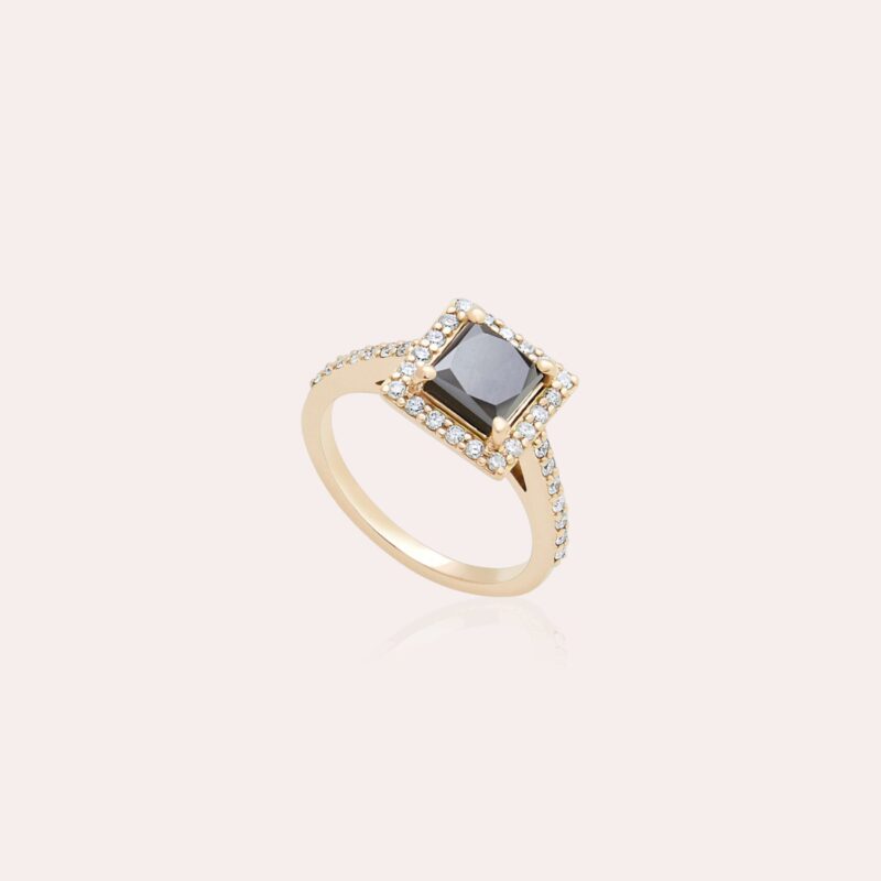 Classic Diamond Ring with Center Black Diamond - Image 3