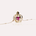 Crown 3D Gold Necklace with Colored Stones - Image 3