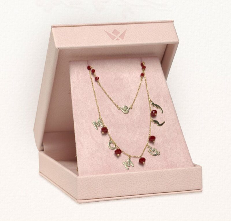 Oummi MOM Gold Necklace with Colored Stones - Image 3