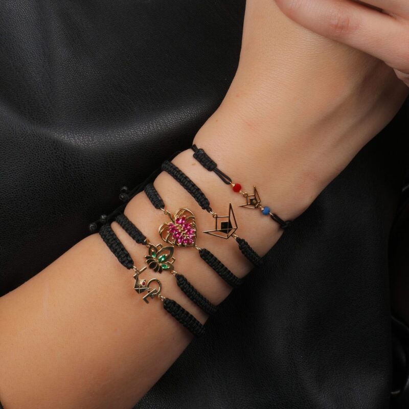 Lotus Gold Bracelet with Silk - Image 2