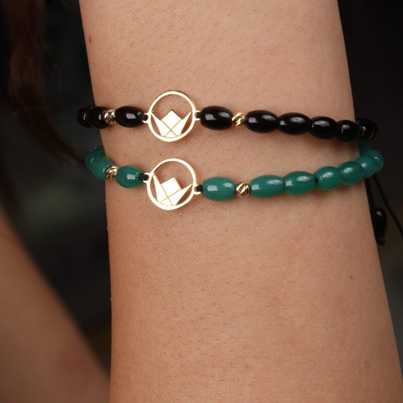Emblem Gold Bracelet with Precious Beads - Image 2