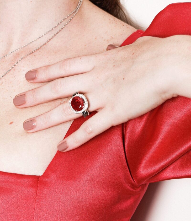 Classic Diamond Ring with Fancy and Colored Stones - Image 3