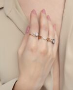 Chain Diamond Ring with Baguette and Black Diamond - Image 2
