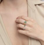 Classic Diamond Ring with Emerald - Image 2