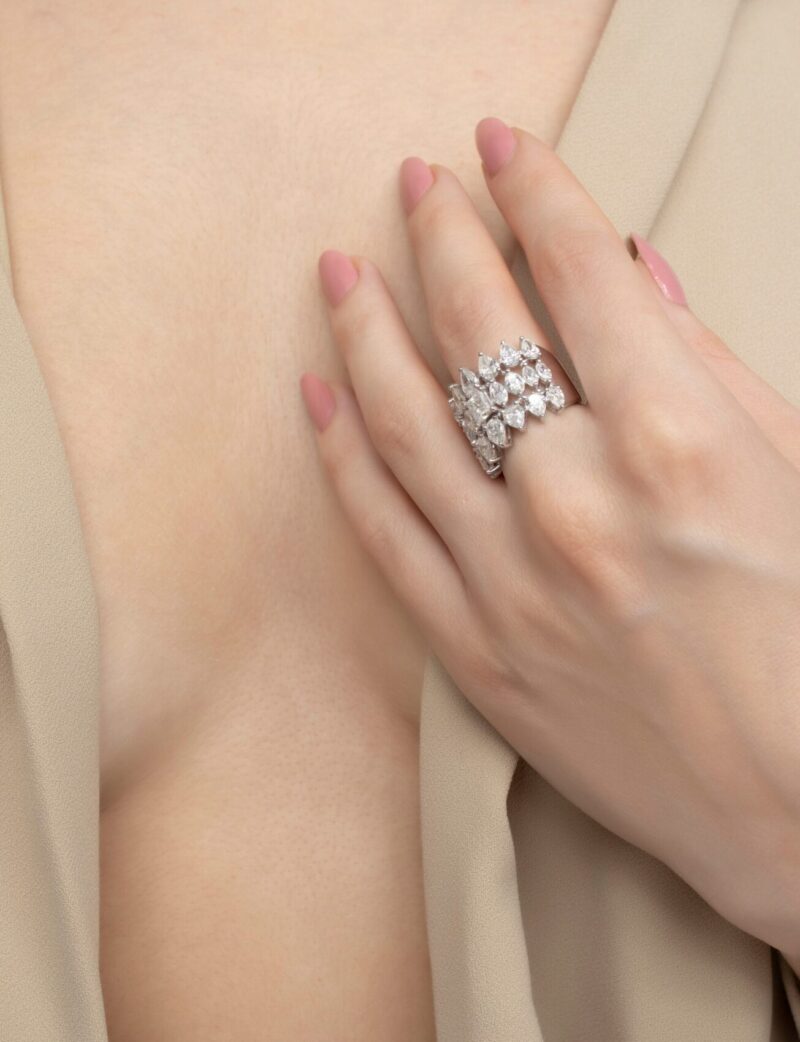 Wedding Band Diamond Ring with Marquise  Pear and Princess - Image 2